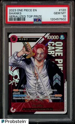 2023 One Piece Promo Serialized Top Prize #120 Shanks 0207/1000 PSA 10 GEM MINT - Image 1