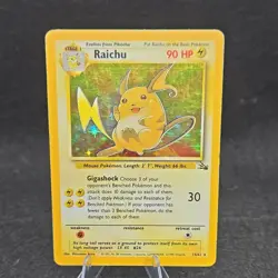 Pokemon TCG Raichu 14/62 Fossil Holo Rare Stage 1 HP90 1999 Card - Image 1