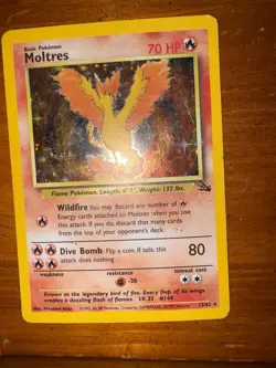 Moltres Holo Pokemon Card 70 HP Vintage WOTC Style LP Legendary Bird - Image 1