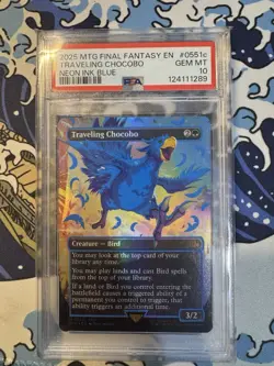 PSA 10 Magic the Gathering Traveling Chocobo Neon Ink Blue 551cFinal Fantasy - Image 1