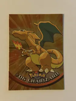 1999 Topps #06 Charizard Holo Foil TV Animation Series 1 Pokemon Black Logo NM - Image 1