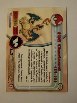 1999 Topps #06 Charizard Holo Foil TV Animation Series 1 Pokemon Black Logo NM - Image 2