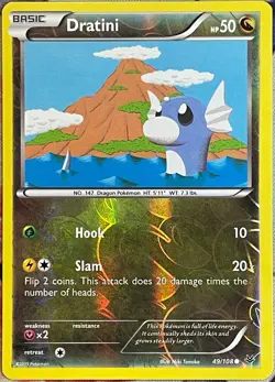 Dratini Reverse Holo - 49/108 - XY Roaring Skies Pokemon 2015 - Image 1
