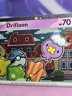 Pokemon TCG Drifloon 005 Me: Mega Evolution Black Star Promo Cosmos Holo SWIRL - Image 3
