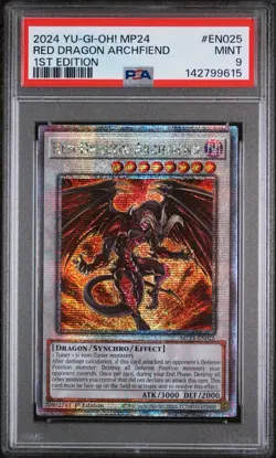 PSA 9 MINT YuGiOh 1st Edition QCSR Red Dragon Archfiend MP24-EN025 Holo Graded - Image 1