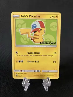 Pokemon Card Ash's Pikachu SM137 Promo Holo Rare - Image 1
