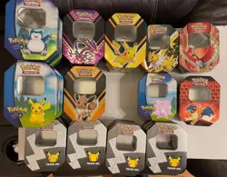 Lot of 24 EMPTY Various 2020 2021 & 2022 Pokemon Tins EMPTY NO CARDS - Image 1