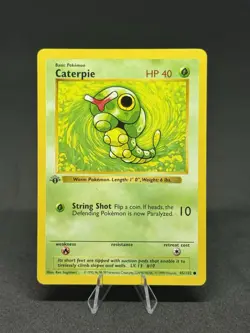 Pokemon TCG Caterpie Base Set Shadowless 1st Edition Common Card 45/102 - Image 1