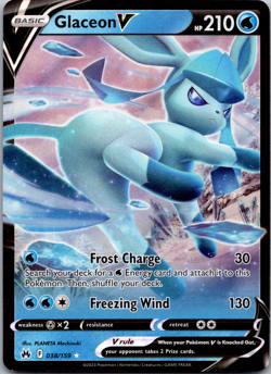 Glaceon V 038/159 Crown Zenith Ultra Rare Holo Pokemon TCG Card NM Foil - Image 1