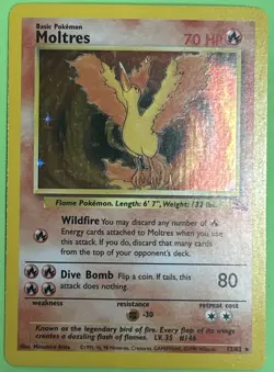 Pokemon TCG Moltres Fossil Holo Card 12/62 1999 Near Mint/MO PLAY - Image 1