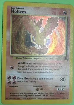 Pokemon TCG Moltres Fossil Holo Card 12/62 1999 Near Mint/MO PLAY - Image 2