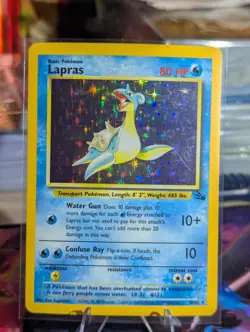 Pokemon TCG Lapras Fossil Holo Unlimited Rare Card 10/62 Vintage LP - Image 1