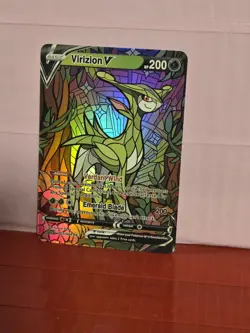 Beautiful Stained Glass Fan Art Virizion Pokemon Card - Image 1