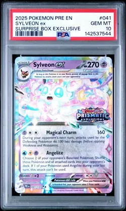 2025 POKEMON PRE SURPRISE BOX EXCLUSIVE #041 SYLVEON EX PSA 10 - Image 1