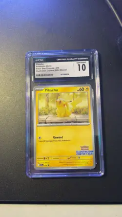 Pikachu Black Star Promo 214 Illustration Contest 2024 Pokemon CGC Gem Mint 10 - Image 1