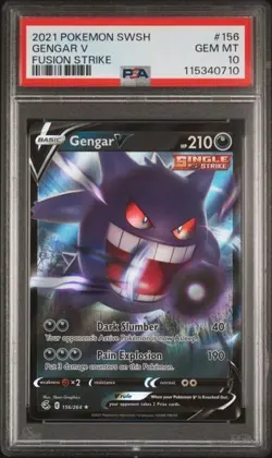 2021 GENGAR #156 V SWSH FUSION STRIKE POKEMON PSA 10 GEM MINT - Image 1