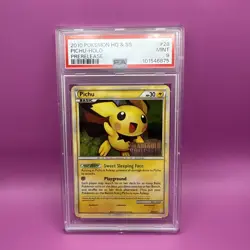 PSA 9 2010 POKEMON HEARTGOLD & SOULSILVER PRERELEASE #28 PICHU-HOLO - Image 1
