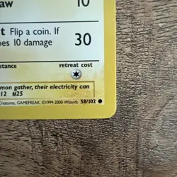 Pokemon TCG Base Set 58/102 Pikachu 1999-2000 UK 4th Print NM Condition Vintage - Image 4