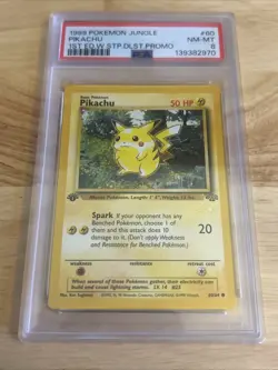 1999 Pokemon Jungle Pikachu 1st Edition DLST Promo Gold Wizards Stamp #60 PSA 8 - Image 1