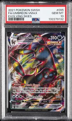 2021 POKEMON SWORD & SHIELD EVOLVING SKIES #095 FULL ART/UMBREON VMAX PSA 10 - Image 1