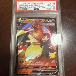 2021 POKEMON SWSH BS PROMO | CELEBRATIONS LANCE'S CHARIZARD V 133 PSA 10 - Image 1