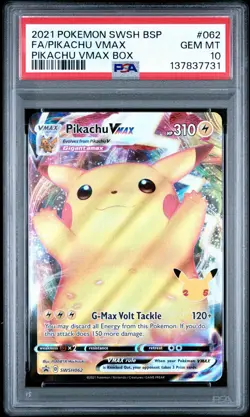 PSA 10 - 2021 Pikachu VMAX Pokemon Sword & Shield Celebrations Promo #062 - Image 1