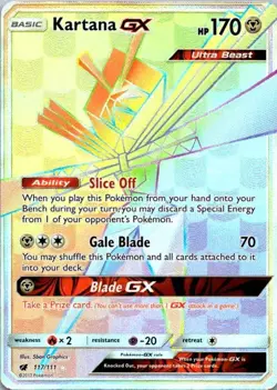 Pokemon TCG Kartana GX Secret Rare SM - Crimson Invasion 117/111 NM (SKU 1-2) - Image 1