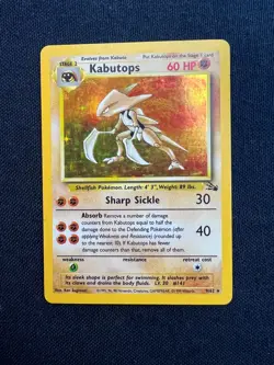 Pokemon TCG Kabutops Fossil Holo Rare 9/62 60 HP 1999 LP - Image 1