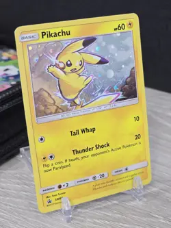 Pokemon Card TCG Pikachu SM98 Holo RARE Sun & Moon Black Star Promo 2017 SWIRL - Image 1
