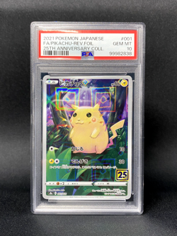 Pikachu 001/028 PSA 10 GEM MT Japanese 25th Anniversary Stamped Pokemon Card - Image 1