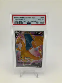 2020 Pokemon Champions Path ETB Promo Charizard V SWSH050 PSA Gem Mint 10 - Image 1