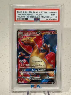 2017 Pokemon Charizard GX Black Star Promo Sun & Moon SM60 Rare Holo PSA 9 MINT - Image 1