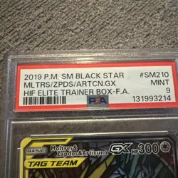 Pokemon Moltres & Zapdos & Articuno GX SM210 TAG TEAM Full Art Promo Holo PSA 9 - Image 3