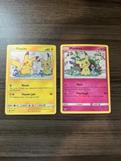 Pokemon TCG Holo Mimikyu SM163 & Pikachu SM162 Holo Promo Sun And Moon - Image 1