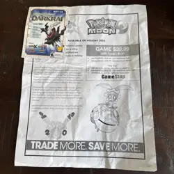 Pokemon 20th Anniv GameStop Promo Card 2016 Darkrai Used + Flyer Sun And Moon - Image 2