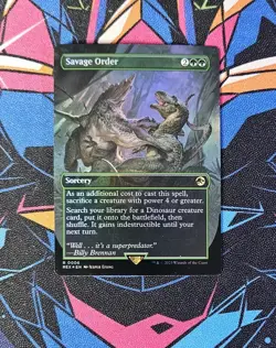 Savage Order NM Borderless Foil MTG Universes Beyond: Jurassic World Unplayed - Image 1