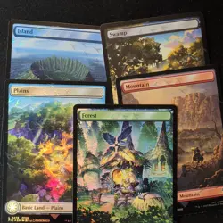 MTG Final Fantasy Chocobo Foil Basic Land Set (Island, Swamp, Plains, Mountain. - Image 1