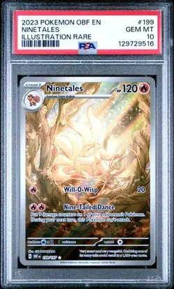 Ninetales Illustration Rare Holo PSA 10 Gem - Pokemon Obsidian Flames #199/197 - Image 1