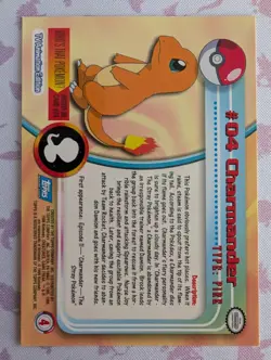 1999 Topps Pokemon TV Animation Series 1 - Charmander #04 Blue Logo Non Holo - Image 2