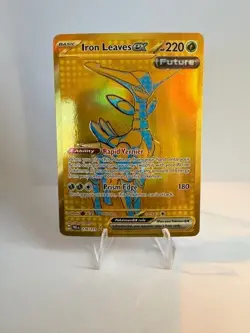 Pokemon TCG Iron Leaves EX Prismatic Evolutions Card 176/131 Gold Hyper Rare - Image 1