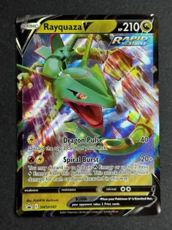 Rayquaza V SWSH147 Black Star Promo Ultra Rare Pokemon TCG DMG - Image 1