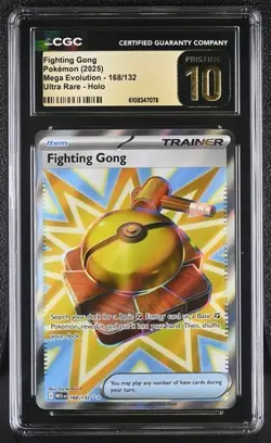 Fighting Gong *CGC PRISTINE 10* Ultra Rare *#168* Mega Evolution * Pokemon - Image 1