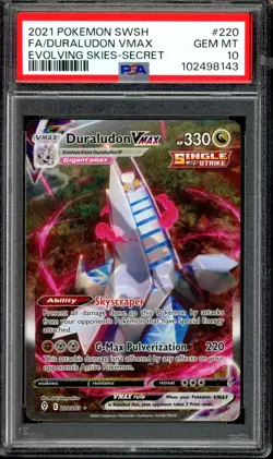 PSA 10 GEM MINT Duraludon VMAX 220/203 Secret Alt Art Evolving Skies Pokemon - Image 1