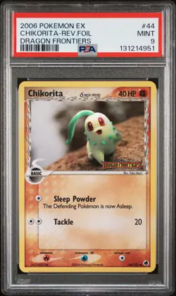2006 POKEMON EX DRAGON FRONTIERS #44 CHIKORITA-REVERSE FOIL PSA 9 - Image 1