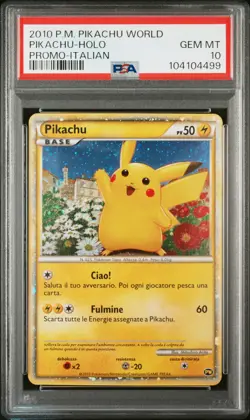 2010 POKEMON WORLD COLL ITALIAN-DO NOT USE PIKACHU-HOLO PSA 10 - Image 1