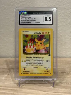 2000 Pokemon WOTC English ____'s Pikachu (Birthday Pikachu) 24 Holo CGC 8.5 - Image 1