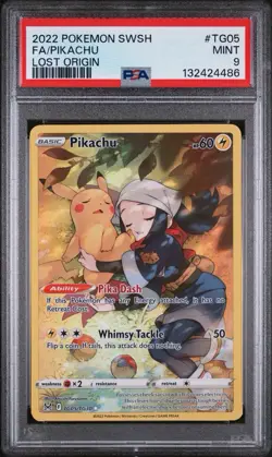2022 POKEMON SWORD & SHIELD LOST ORIGIN PIKACHU #TG05 FULL ART PSA 9 - Image 1