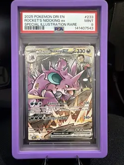 Pokemon-Team Rocket’s Nidoking EX #233 – Destined Rivals SIR – PSA 9 Guard Inc. - Image 1