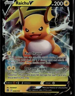 Raichu V Ultra Rare SWSH09: Brilliant Stars 045/172 Lightning Holofoil Pokemon C - Image 1