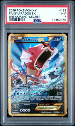 2016 POKEMON XY BREAKPOINT SECRET #123 FULL ART/GYARADOS EX PSA 7 - Image 1